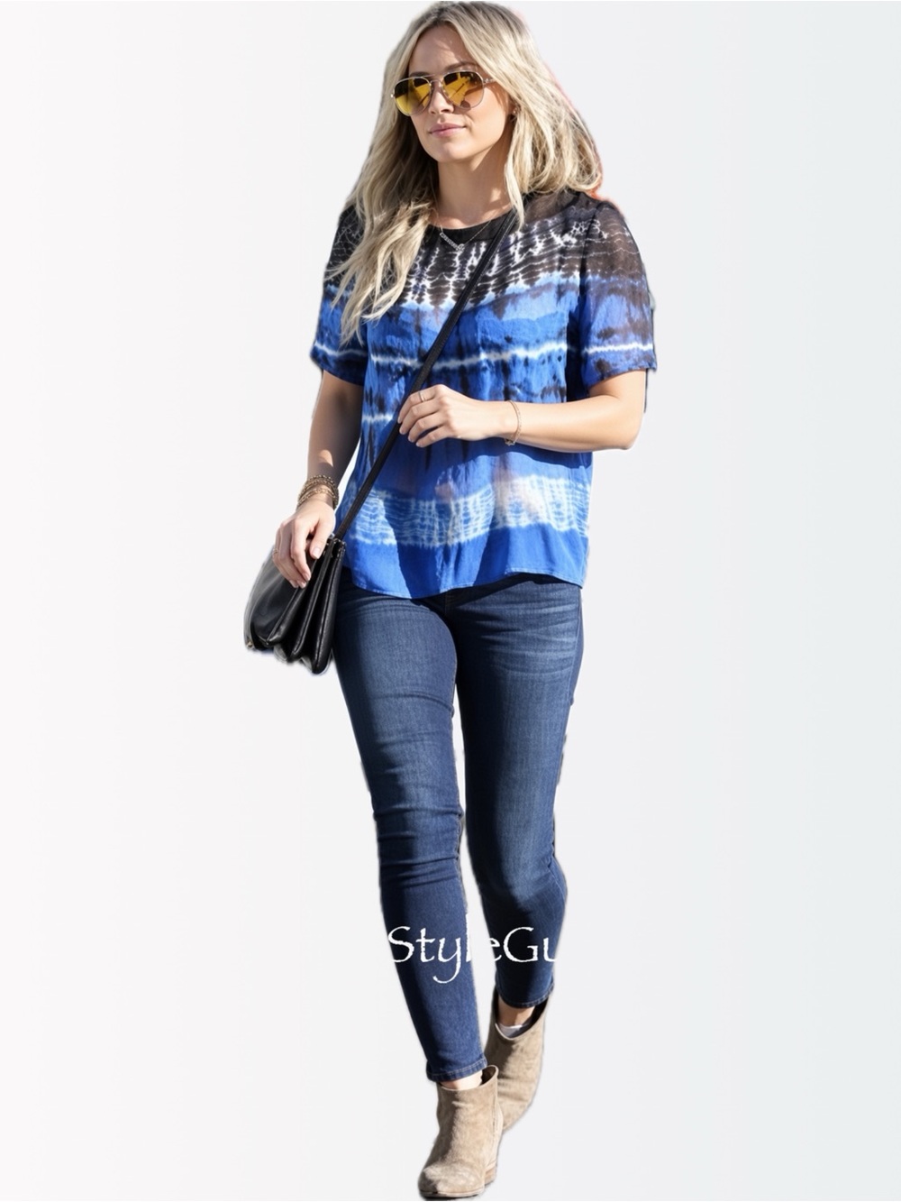 Raquel Allegra Celeb Fave $349 Runway Blue Silk Tie-Dye Top